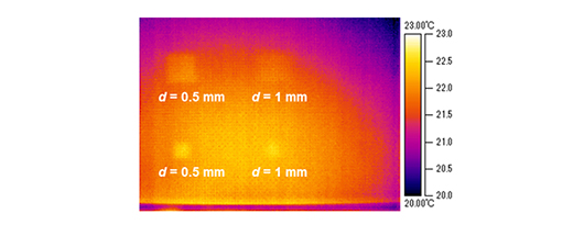 図３　キセノンフラッシュランプによる瞬間加熱後に得られた熱画像