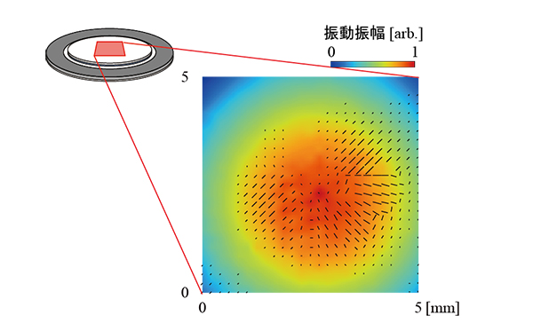図７　超音波液晶レンズ中心部分の振動と液晶配向